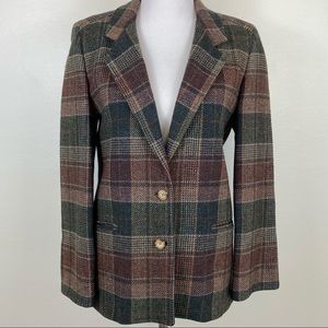 Vintage Plaid Blazer in Brown and Green